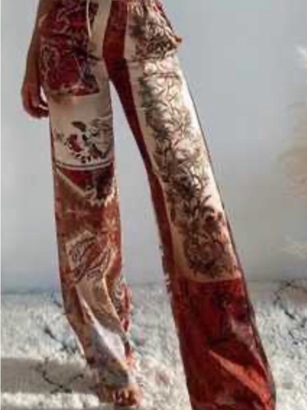 ZARA Co-Ord Patchwork Print Dress Pants featuring a vibrant patchwork design XXL